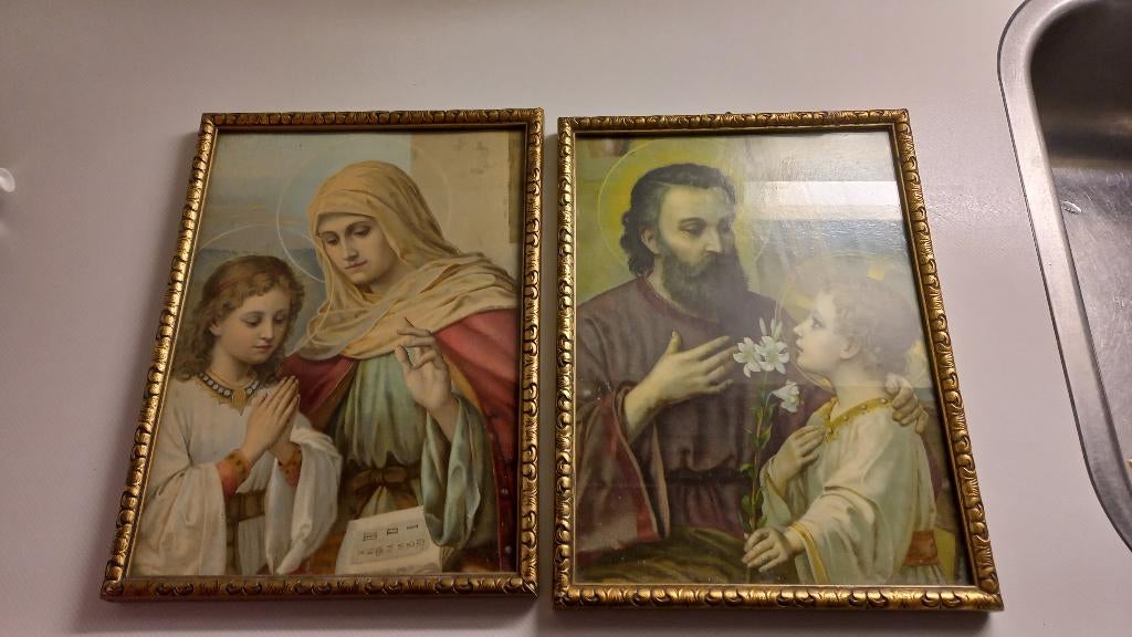 oude prenten jozef + maria, Antiek en Kunst, Antiek | Religie, Ophalen of Verzenden