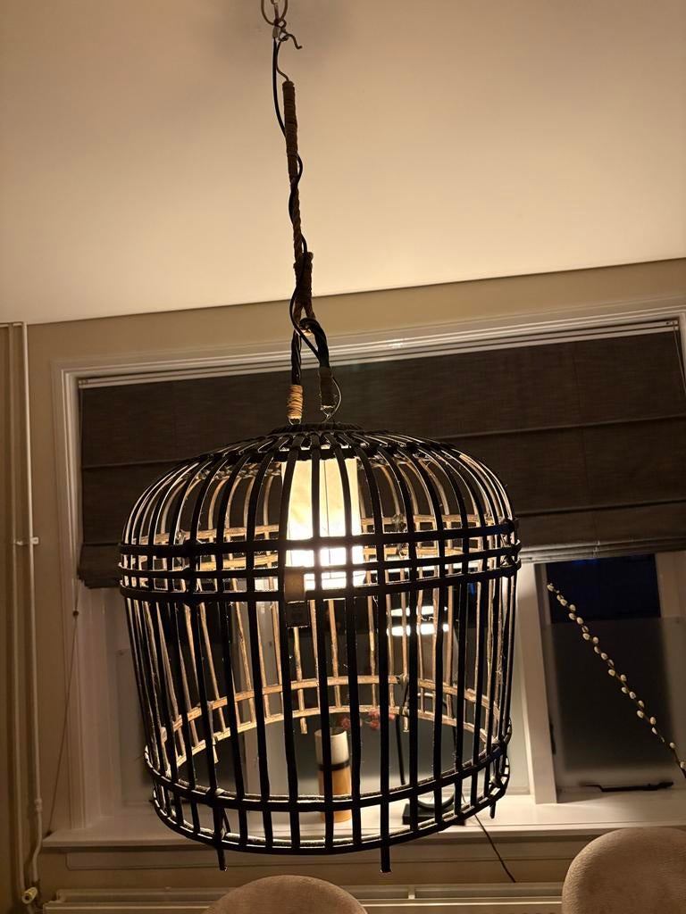 Riviera Maison hanglamp zwart San Carlos maat L, Ophalen, Gebruikt, Overige materialen, 50 tot 75 cm