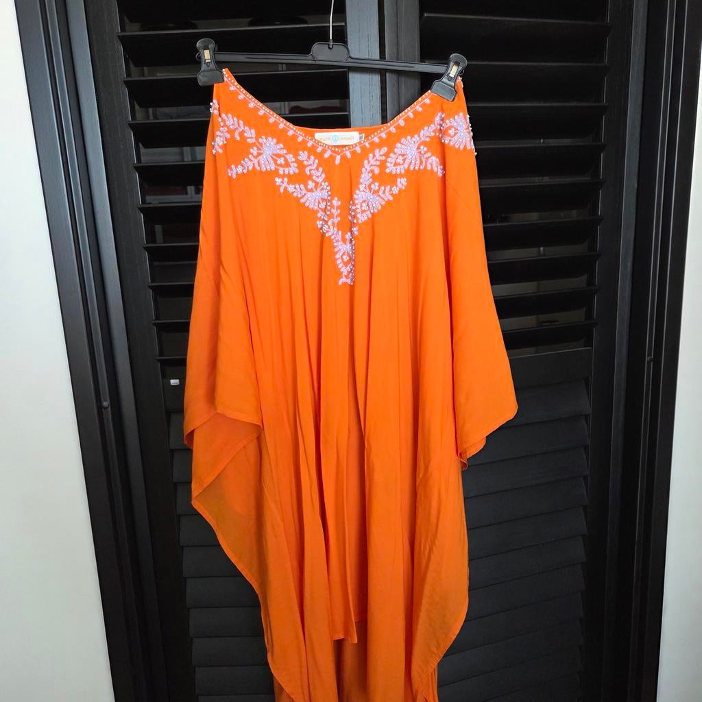 Strand kaftan one size oranje, Kleding | Dames, Jurken, Ophalen of Verzenden, Nieuw, Oranje, Onder de knie
