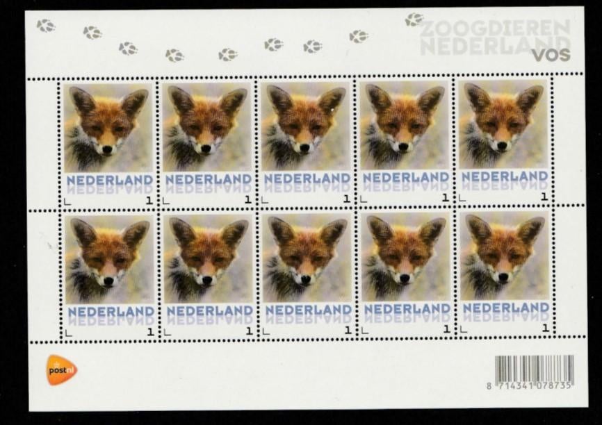 Zoogdieren Vel Vos, Postzegels en Munten, Postzegels | Nederland, Ophalen of Verzenden, Postfris