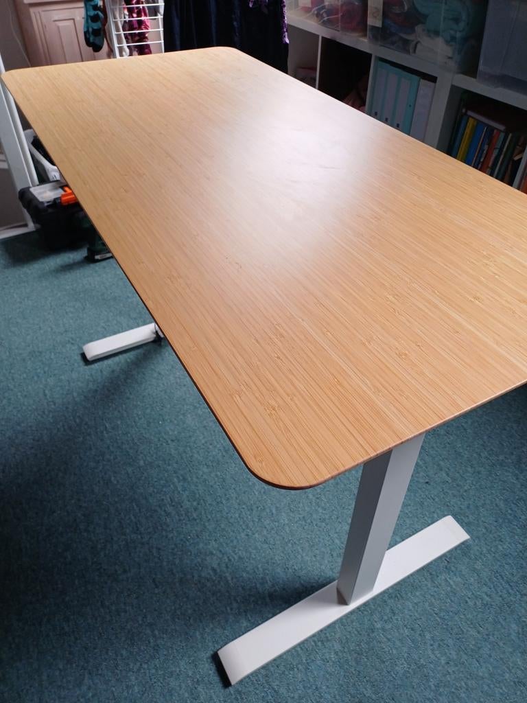 Ikea Rodulf zit/sta-bureau met Anfallare bamboe blad, Huis en Inrichting, Bureaus, Zit-sta bureau, Hout, In hoogte verstelbaar
