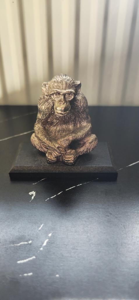 Verzilverd beeldje WNF chimpansee, Ophalen of Verzenden, Zo goed als nieuw, Dier