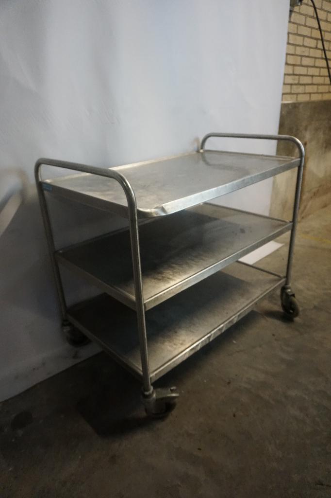 RVS Serveerwagen magazijnwagen serveerkar, Ophalen, Gebruikt, Metaal