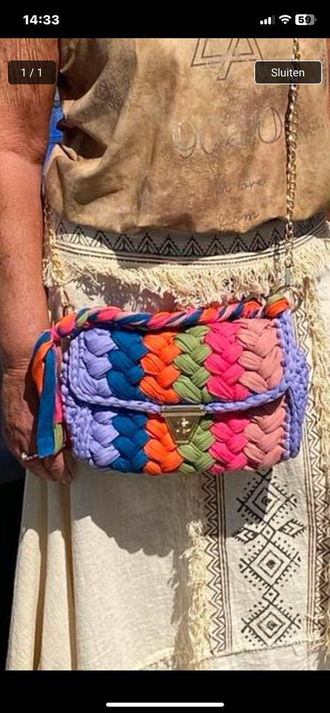 Ibiza achoudertas Biho Bohemien, Sieraden, Tassen en Uiterlijk, Tassen | Schoudertassen, Ophalen of Verzenden, Overige kleuren