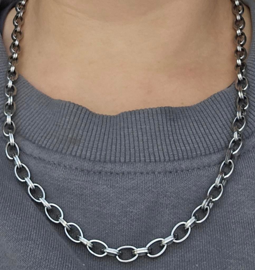 Rvs stalen ovaal schakelketting, Overige materialen, Verstelbaar, Nieuw, Ophalen of Verzenden