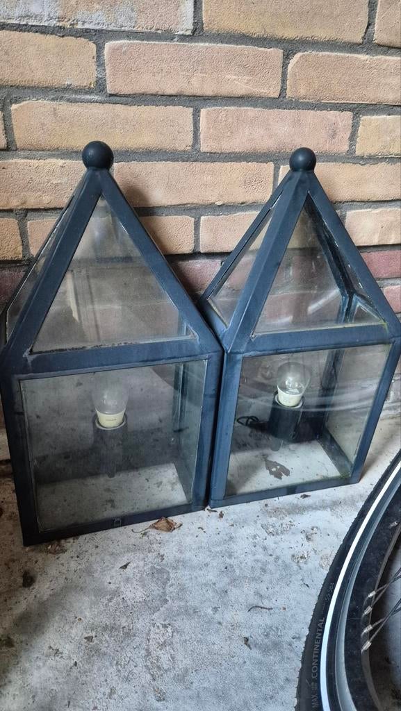 Buitenlamp 2 x, Tuin en Terras, Kassen, Ophalen, Glas, Aluminium