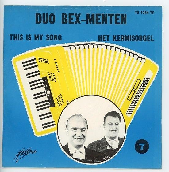 Telstar 1284 van Duo Bex Menten uit 1967 - Blauwe hoes, Ophalen of Verzenden, Gebruikt, 12 inch, Levenslied of Smartlap
