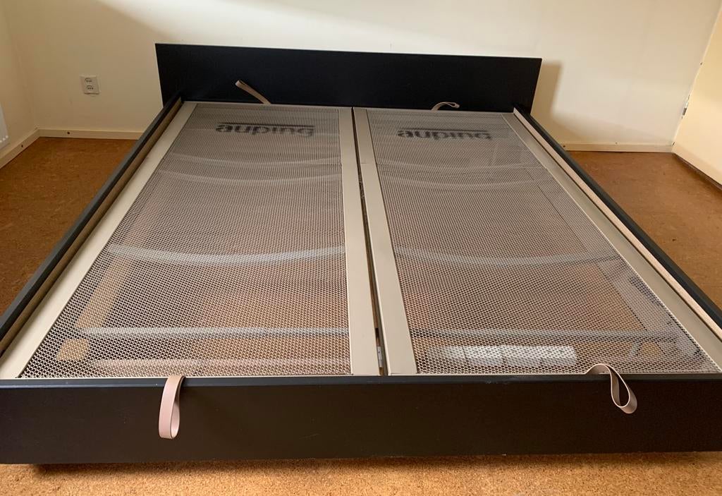 Bedombouw met 2 verstelbare Auping spiralen, Huis en Inrichting, Slaapkamer | Bedden, Ophalen, Zwart, Tweepersoons, 180 cm