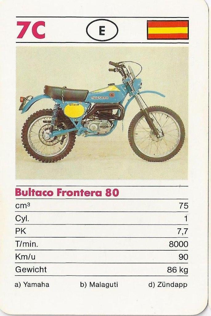 F27 motorkaartje 7c bultaco frontera 80, Ophalen of Verzenden, Zo goed als nieuw, Auto's