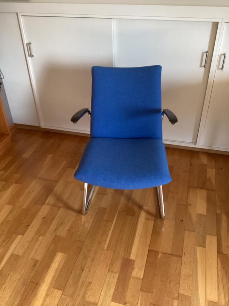 van Gispen stoel, Blauw, Ophalen of Verzenden, Zo goed als nieuw, Metaal