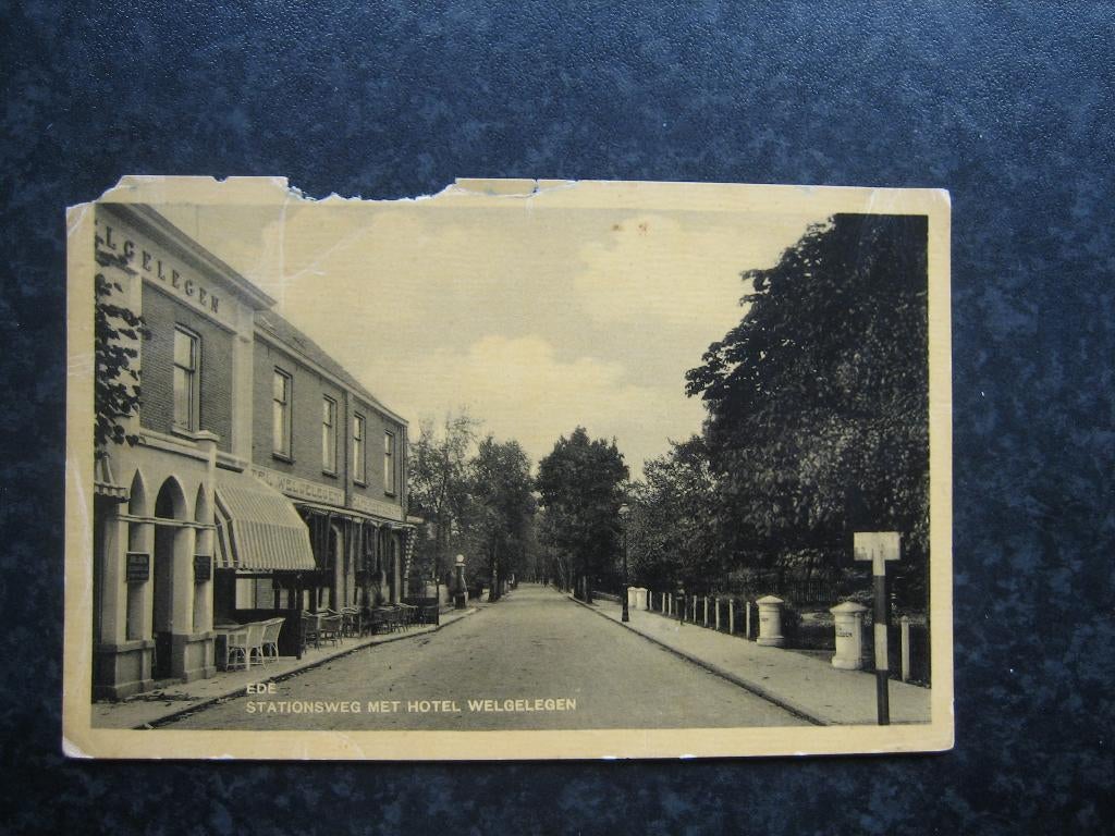 EDE Stationsweg met hotel Welgelegen 1933, Ophalen of Verzenden, 1920 tot 1940, Gelderland