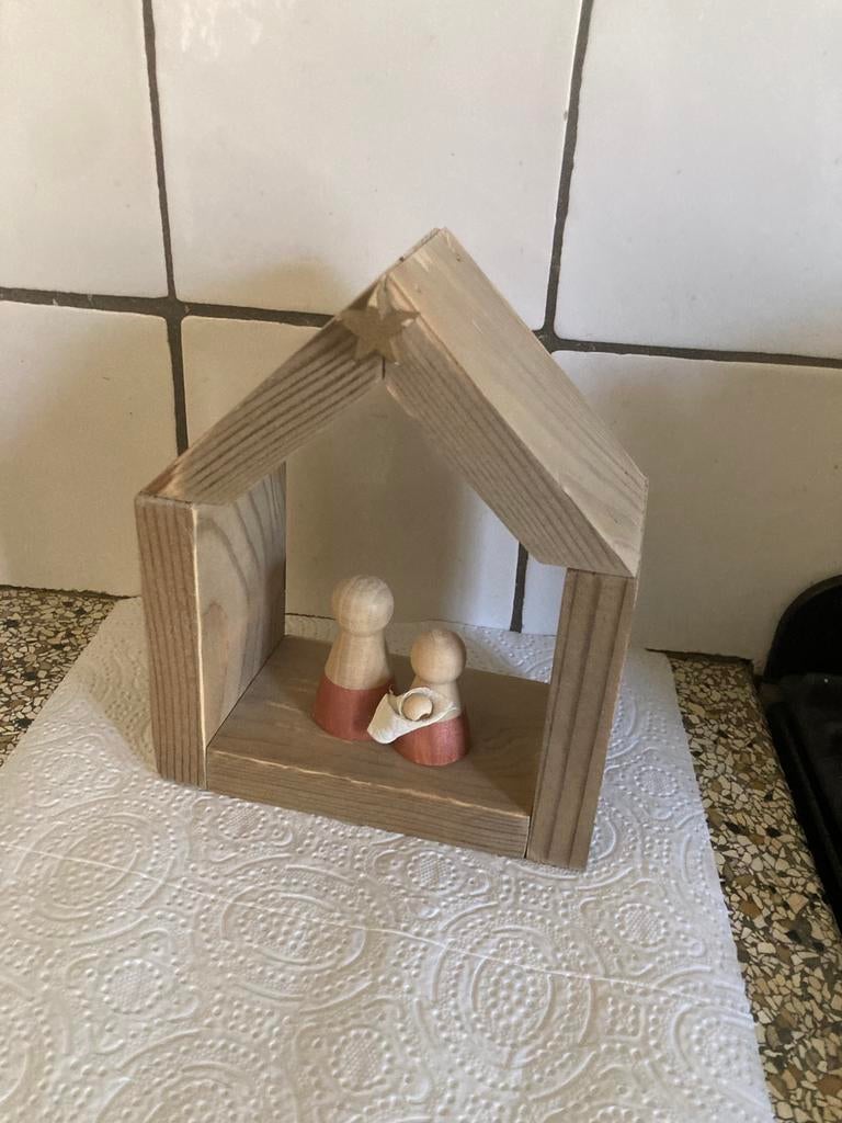 Houten kerststal, Ophalen of Verzenden, Zo goed als nieuw