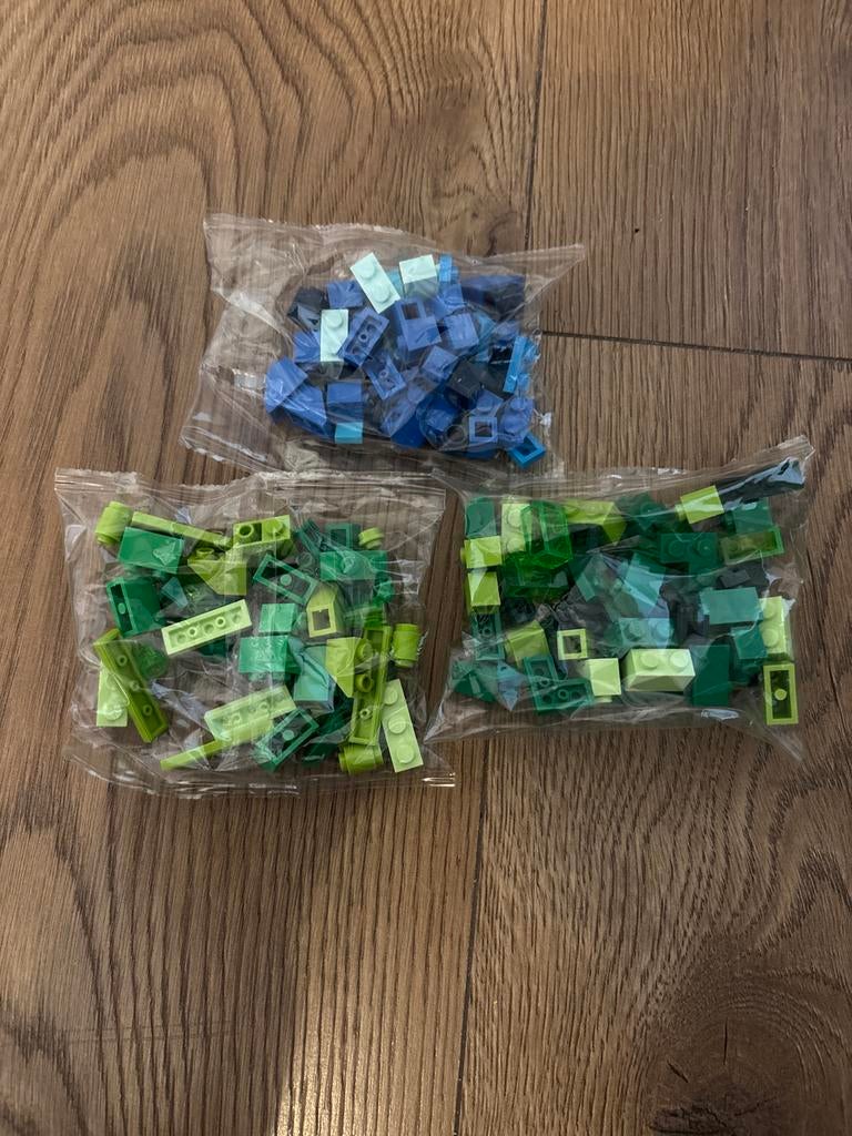 Lego blokjes in blauw en groen, Ophalen of Verzenden, Gebruikt, Losse stenen, Lego