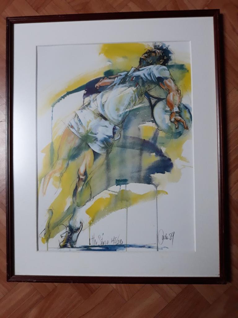 LITHO  " THE SERVE " VAN ORTHO OWEN ( 1953-1992)  TENNIS, Ophalen of Verzenden