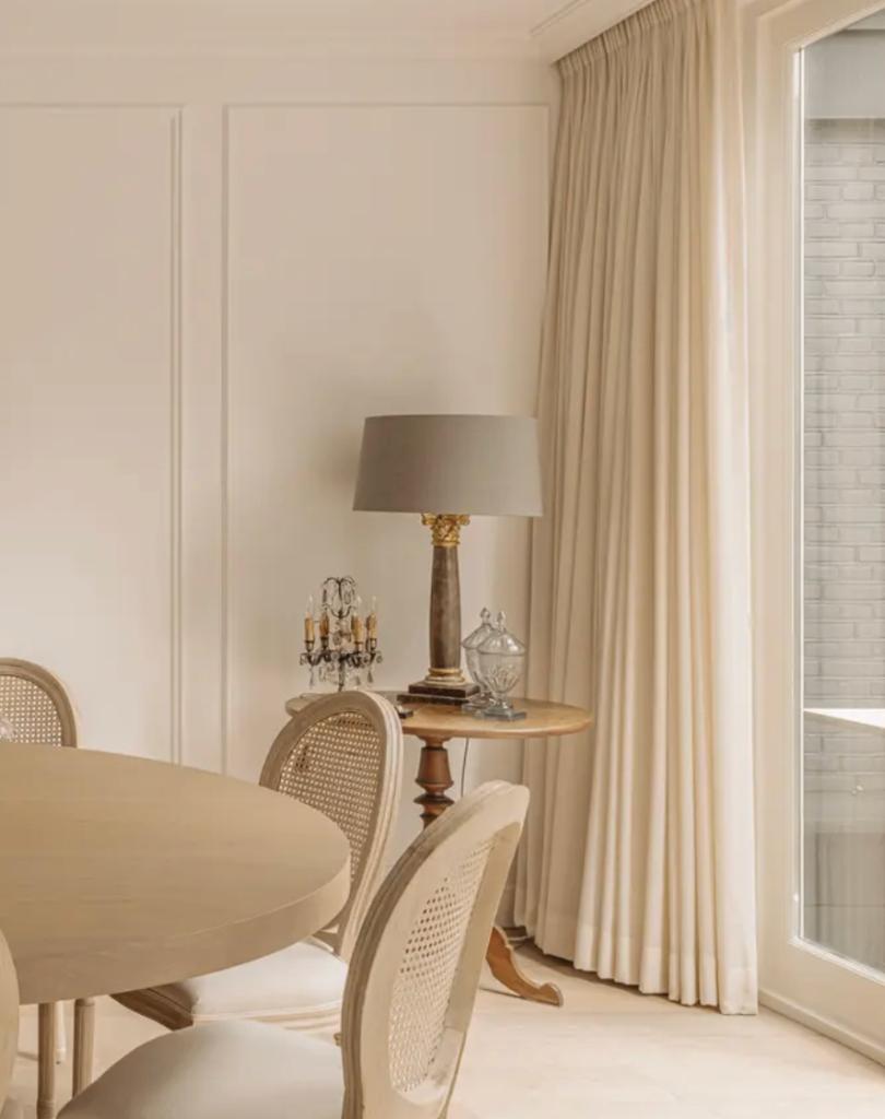 Antieke schemerlamp met houten zuil en linnen kap, Ophalen, Gebruikt, Klassiek, 75 cm of meer