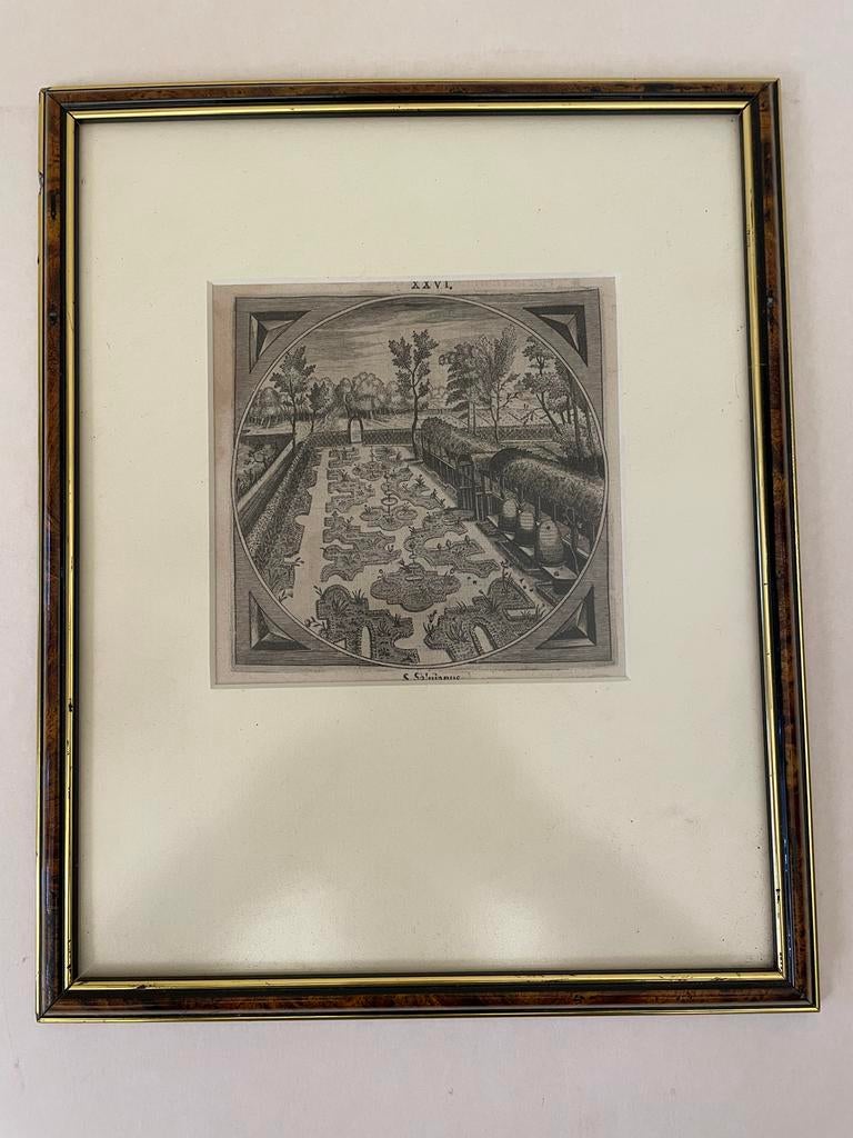 Ingelijste kopergravure - Jacob Cats, 17e eeuw, Ingelijst, Gravure, Landschap, 1600 - 1699