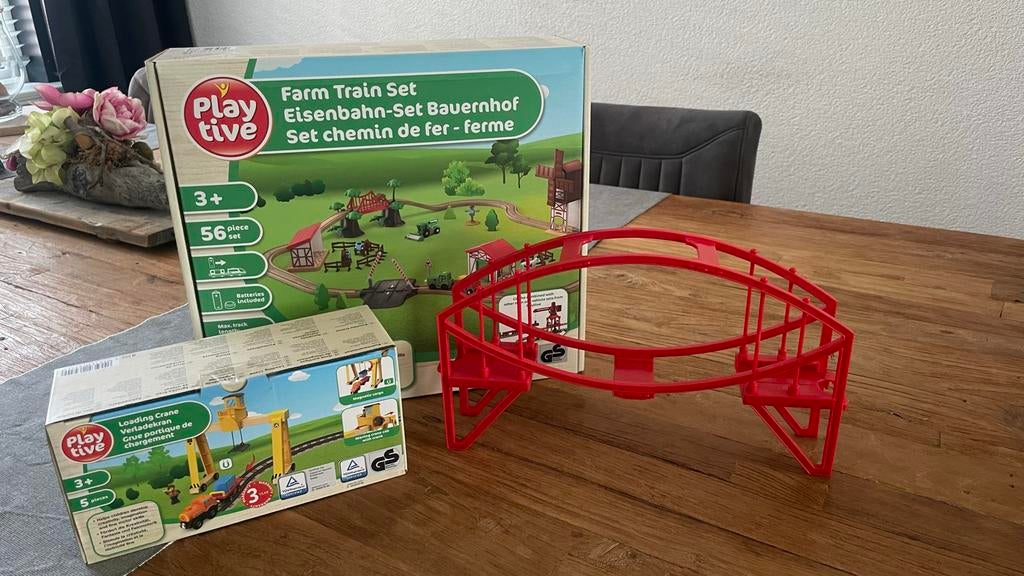 Houten Playtive Boerderij Treinset & Laadkraan Nieuw in doos, Ophalen of Verzenden, Nieuw, Overige merken