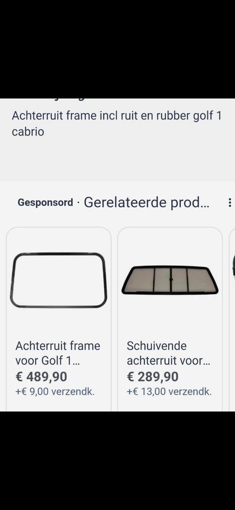 Achterruit met frame en rubber voor Golf 1 Cabrio, Auto-onderdelen, Ophalen of Verzenden