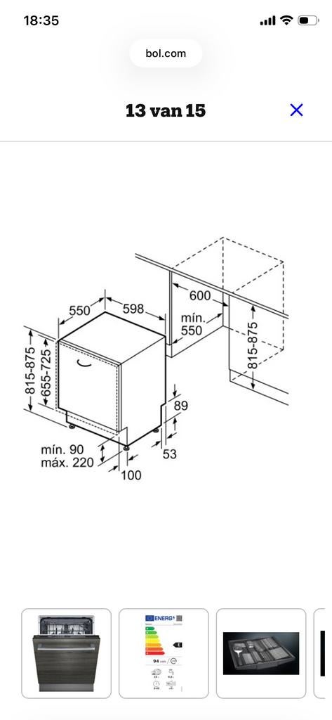 Siemens SN61HX08VE iQ100 Inbouw Vaatwasser - Volle Garantie, 60 cm of meer, Minder dan 10 liter, Ophalen of Verzenden, Zo goed als nieuw