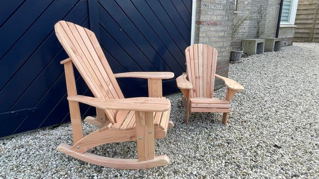 Canadian Adirondack stoel, 1 schommelstoel en 1 vaste stoel, Ophalen, Nieuw, Hout