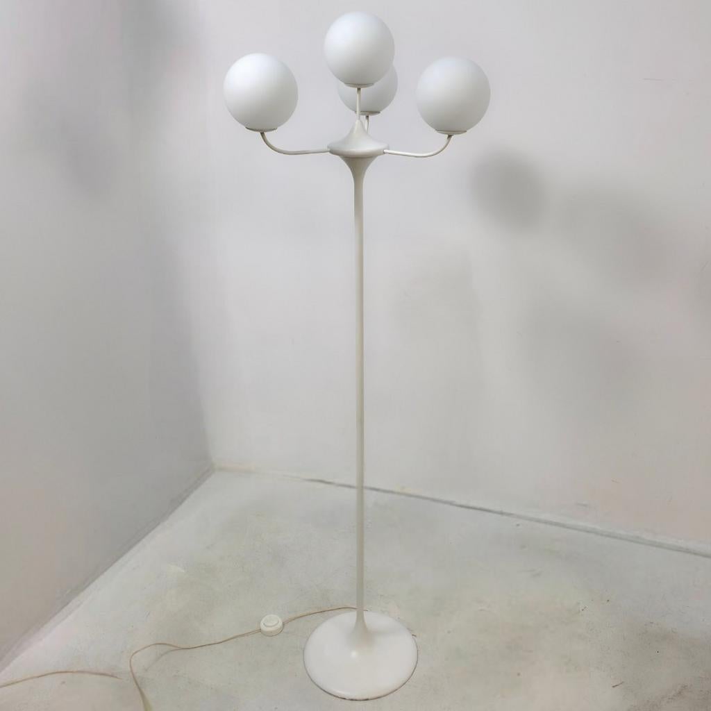 Temde vloerlamp 4 bollen atomic space age design 60s E.Nele, Ophalen, Glas