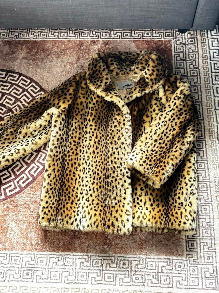 Faux fur leopard print jas Conpibel - Zo goed als nieuw, Ophalen of Verzenden, Zo goed als nieuw, Bruin