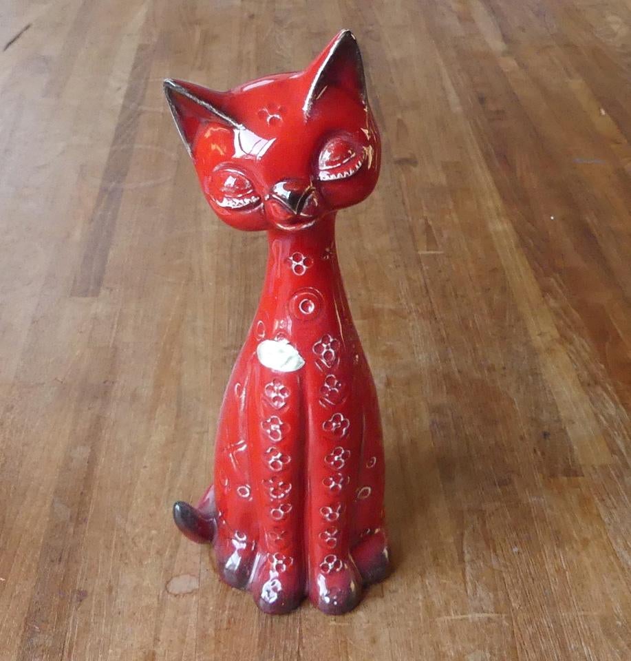 Jema Maastricht vintage poezenbeeld rood kat poes, Ophalen of Verzenden, Gebruikt, Dier