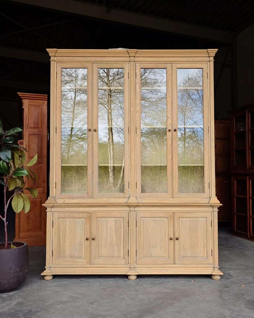 Hoge eikenhouten vitrinekast | Chique vitrinekast #6592, Niet ingevuld, Gebruikt, 150 tot 200 cm, Niet ingevuld