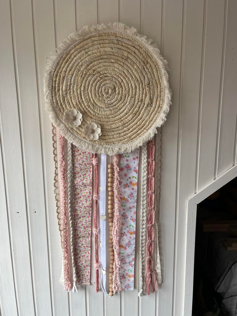 Schattige en unieke wandhanger roze/crème, Textiel, Nieuw, Ophalen of Verzenden, Roze