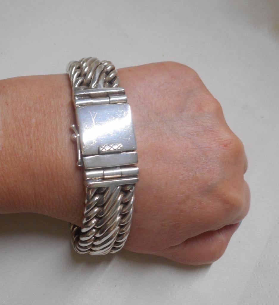 Zilveren prachtige royale zware schakel armband nr.086, Verzenden, Zo goed als nieuw, Zilver, Zilver