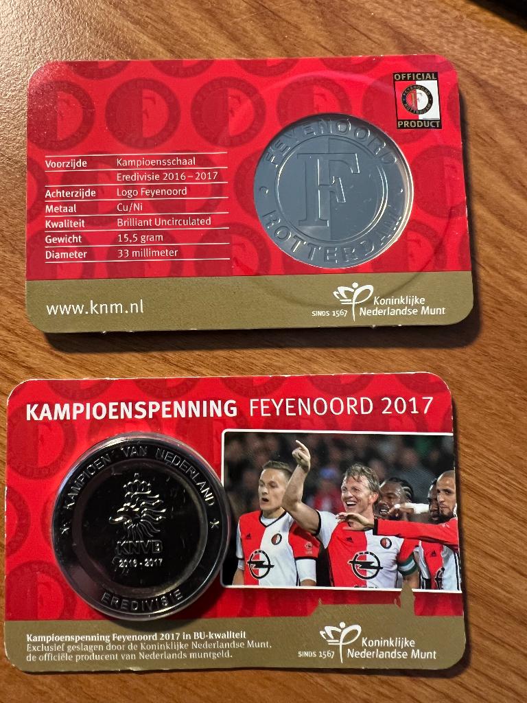 9 stuks Kampioenspenning Feyenoord 2017, Ophalen, Nederland, Munten