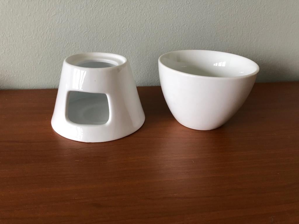 Keramische set voor chocoladefondue of kaasfondue., Nieuw, Ophalen of Verzenden, Schaal of Schalen, Effen
