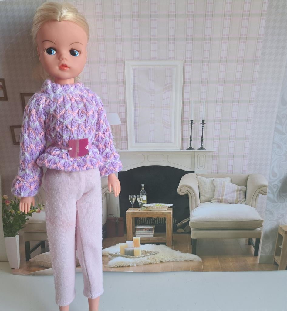 Trui broek en riem voor barbie sindy fleur excl pop, Ophalen of Verzenden, Gebruikt, Kleertjes