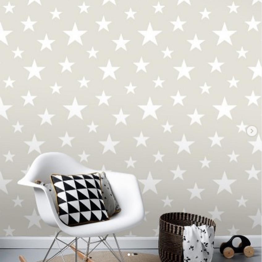 Sterren behang beige wit Esta, Ophalen of Verzenden, Minder dan 10 m², Beige