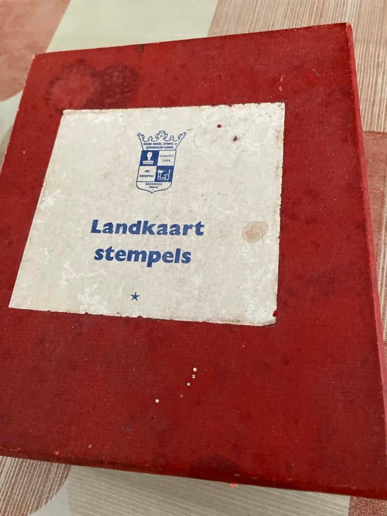 Vintage Landkaart Stempels in Doos, Ophalen of Verzenden, Gebruikt