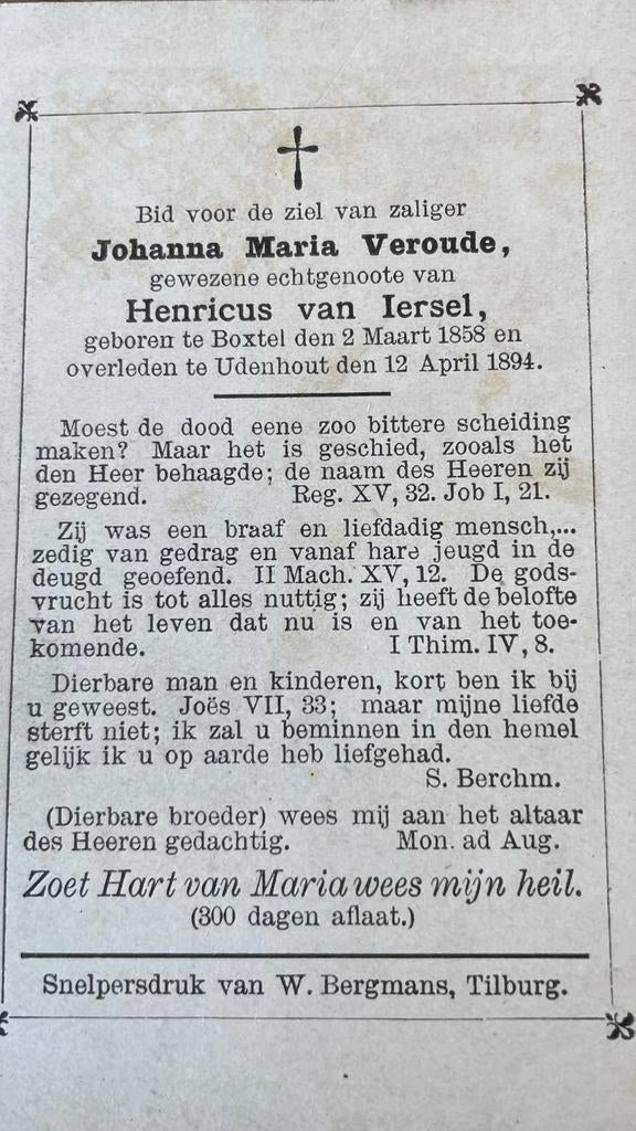 Johanna Maria Veroude Boxtel 1858, Ophalen of Verzenden