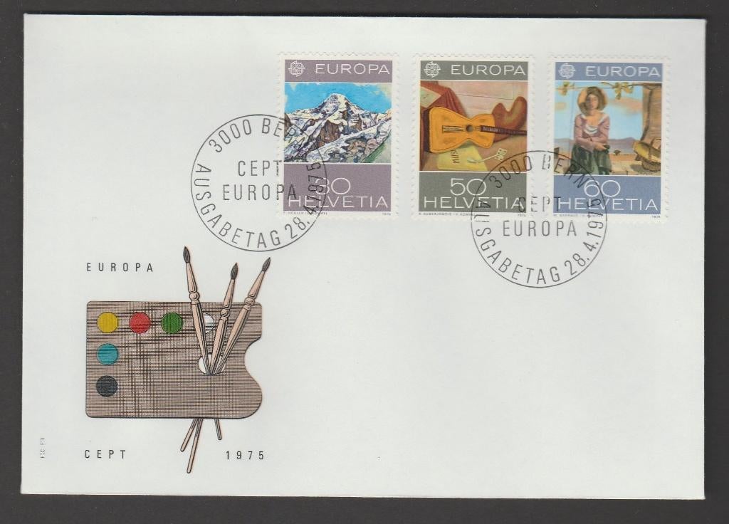 Zwitserland - FDC Michelnr 1050-52 - cept 1975, schilderijen, Verzenden, Postfris