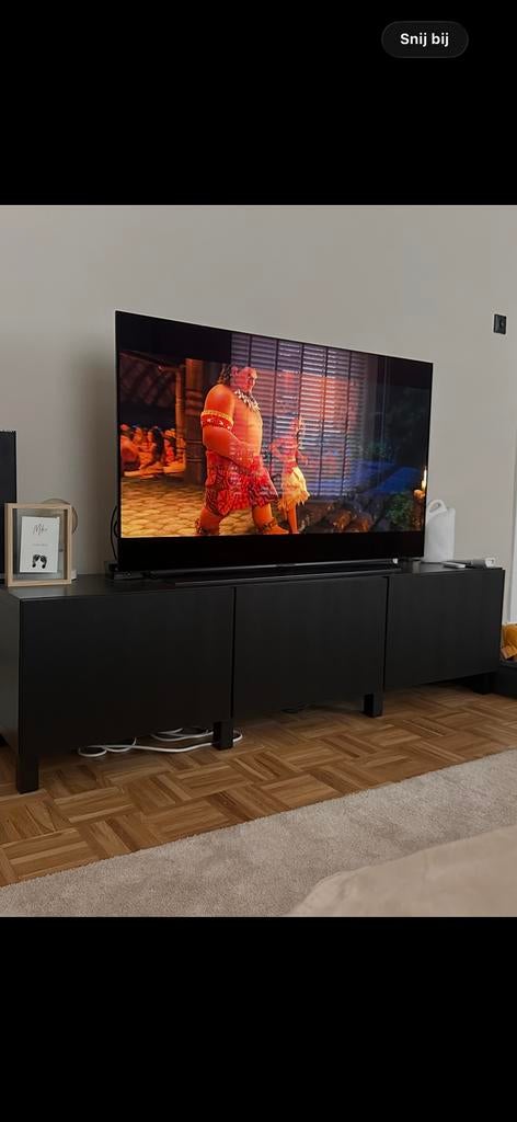 Besta tv-meubel zwartbruin met deurtjes en planken, Ophalen, Overige materialen, 150 tot 200 cm, Zo goed als nieuw