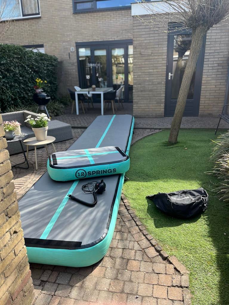 Supermooie Airtrack 5 meter - 12Springs compleet, Sport en Fitness, Ophalen, Zo goed als nieuw