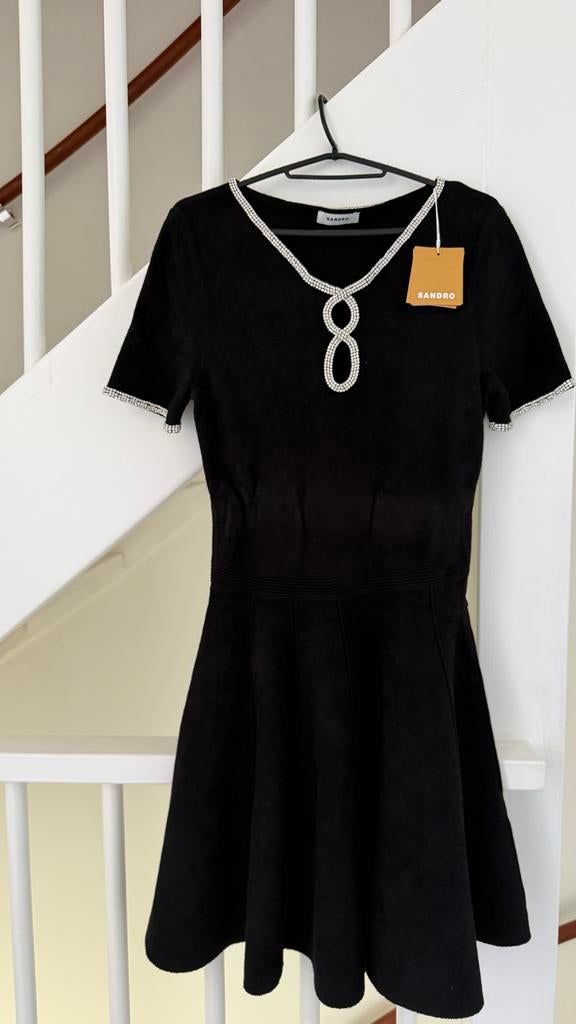 Sandro jurk met strass details, Maat 38/40 (M), Zwart, Nieuw, Ophalen of Verzenden