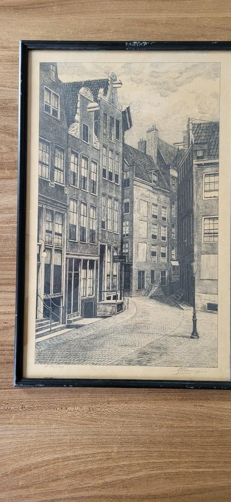 Pentekening Abe Keuning St. Olofsteeg Amsterdam 1920, Ophalen of Verzenden