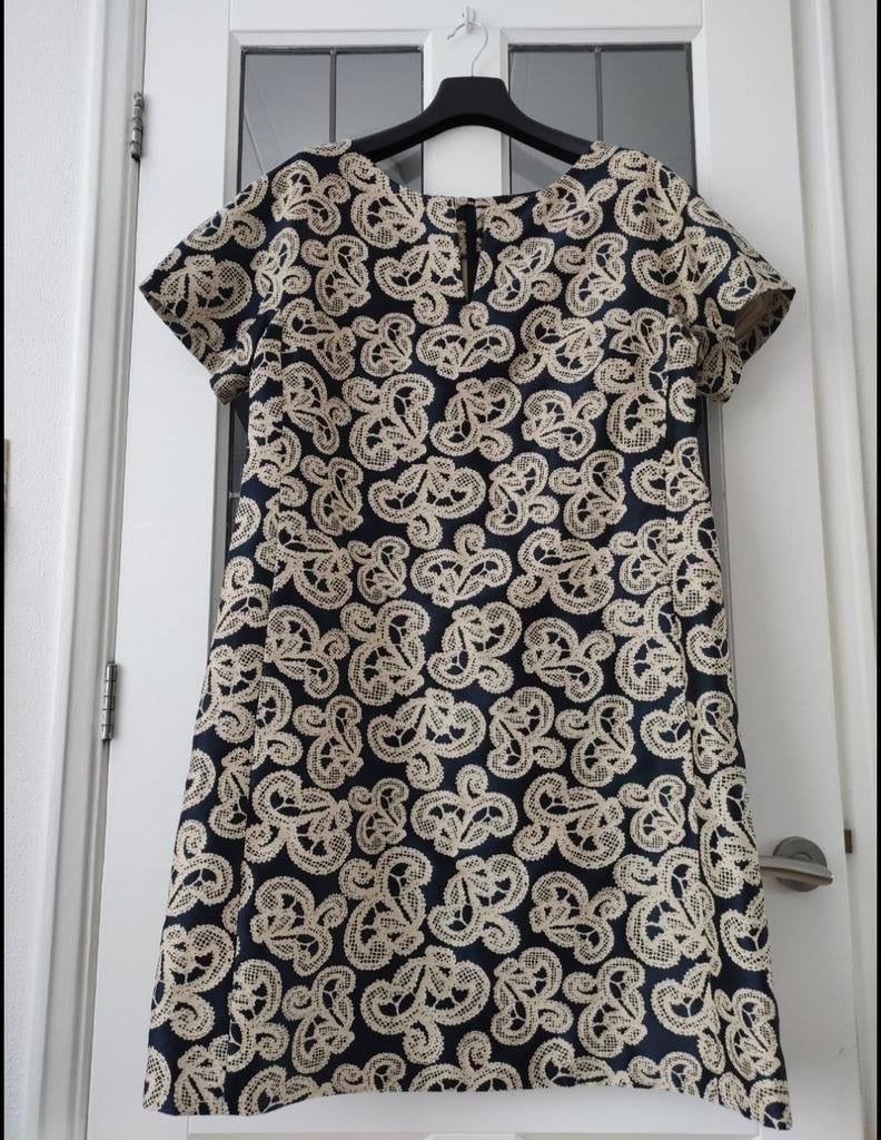 Natan Chique Jurk Marineblauw Beige Motieven Maat L/XL, Kleding | Dames, Blauw, Maat 42/44 (L), Ophalen of Verzenden, Zo goed als nieuw