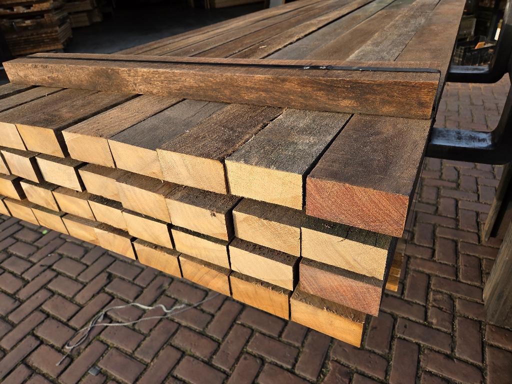 Afrasteringspalen Hardhout 5.0x10.0 cm -nr: HB91, Ophalen, Planken, Nieuw, Hardhout