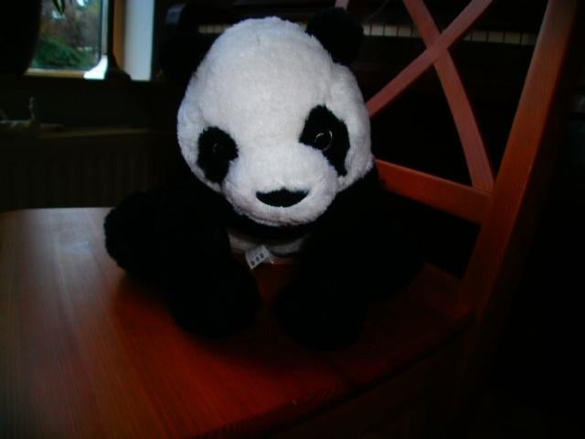 Ikea panda beer kramig 34 cm zwart/wit velours zachte, Ophalen of Verzenden, Nieuw, Beer