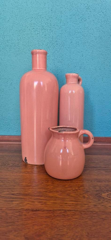 Koraal roze vazen set, Ophalen, Overige kleuren, Minder dan 50 cm, Glas