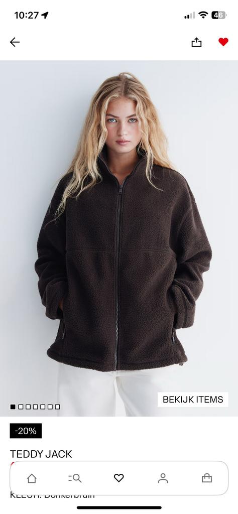 Fleecejack h&m, Ophalen of Verzenden, Zo goed als nieuw, Maat 38/40 (M), Bruin