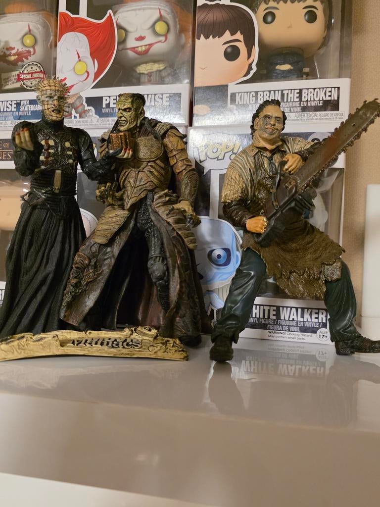 Horror Actiefiguren: Pinhead, Leatherface, Frankenstein, Ophalen of Verzenden, Gebruikt