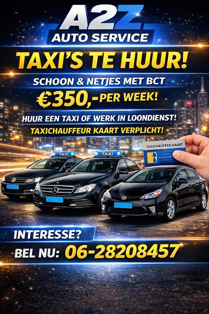 Taxi huren voor 350 euro per week (comfort taxi) zonder borg, Overige niveaus, Starter, Overige vormen