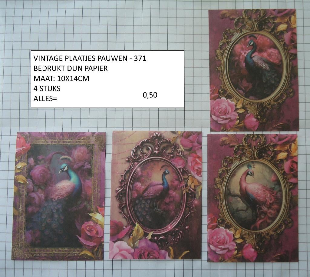 ⚠️nu 0,30: vintage plaatjes pauwen 371 ( alleen verzenden, Ophalen, Nieuw, Dieren, Knipvel