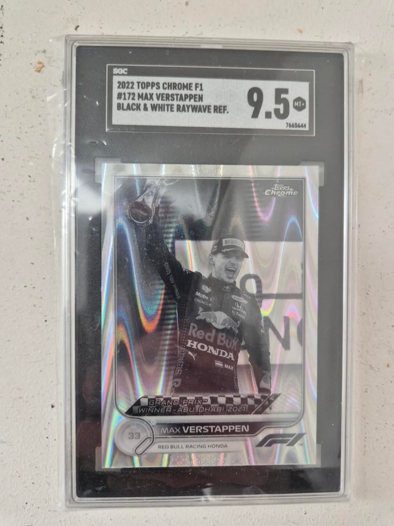 Max verstappen topps chrome raywave bkack and white #172 NEW, Ophalen, Nieuw, Plaatje